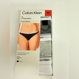 Calvin Klein Cotton Modal Bikini Set - Black, Gray, White Size Medium